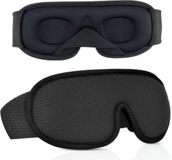 Linkrunning Natmaske Søvnmaske Bind for øjnene Night Cahce Øjne til at sove Memory Foam 3D kontureret pasform til mænd Kvinder, sort Som vist As shown