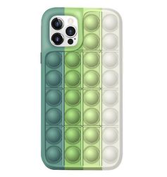 Coosilo Regnbuefarve silikone æbleskal, med klem legetøj til Iphone 12/12 Pro grøn hvid