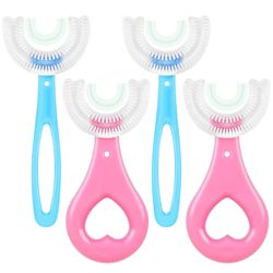 AIR 4 Pack Kids U Formet tandbørste med silikone børste hoved friske farver G 4pcs