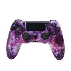 Langattomalle PS4:lle Bluetooth-yhteensopiva peliohjain Kaksoisvärinäpeliohjain kaiuttimella ja päällä Violetti Purple Starry Sky