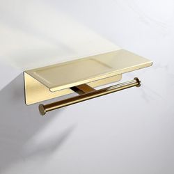 Gold Double toiletpapir holder elegant guld finish praktisk opbevaringshylde nem installation