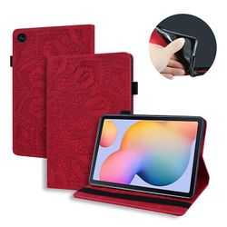 JVY Til Samsung Galaxy Tab S6 Lite Calf Pattern Dobbelt foldbart design præget læderetui med holder og kortspor & penstik & elastik