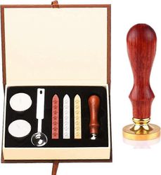 Leimasarja, HP-faneille, Tylypahkan teemajuhliin - 1 leima puukahvalla + 3 vintage-vahaa + 1 lusikka + 2 valkoista (ruskeaa) vahaa