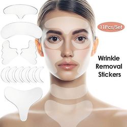 Genanvendelige Silikone Rynke Fjernelse Sticker Anti Rynke Aldrende Hud Løft Care Patch 11PCS