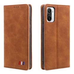 Etui til Xiaomi Poco F3 Cover Magnetisk lukning Tegnebog Book Flip Folio Stand View Læder cover Stødsikker - Brun