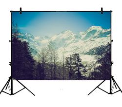 Abphqto 150x220cm Swiss Alpine Alpin luontomaisema taustat, Lumivuori ja Puu Valokuvaus TaustaStudio Rekvisiitta