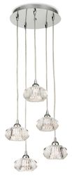 Firstlight Lighting Lissabon 5 Light Cluster Vedhæng Krom, Klart dekorativt glas, G9