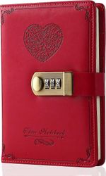 Päiväkirja lukolla tytöille - Nahkainen salasanalla lukittava päiväkirja Söpö salainen päiväkirja muistikirja yhdistelmälukolla naisille aikuisille...