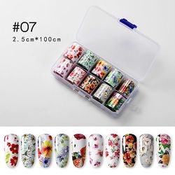 Initially 1 Set Nail Art Transfer Klistermärke Box Set Laser Laser Star Transfer Nail Art Klistermärke Överföringspapper N5320-07