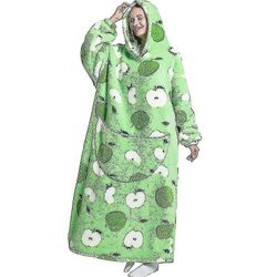 Tegneserie Super Long Hooded Blanket Luksus Vinter Overdimensjonerte hettegensere Genser Flanell Giant Lazy TV Blanket Pyjamas Varm badekåpe W Apple