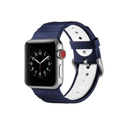 AIR Konkave silikoneurbånd til Apple Watch-serie 3 og 2 og 1 38 mm hvid blå
