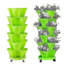 Mansikka pystysuora istutustorni puutarha 6 porrastettu pinottava yrttiistutuskone VIHREÄ 1 Tier 1 tray