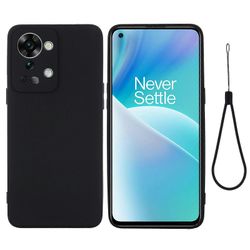 OnePlus Nord 2T Pure Color nestemäinen silikoni-iskunkestävä puhelinkotelo Musta