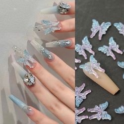 Manikyr Flytande Fjäril Nail Art Ornament Super Fairy Fine Glitter Pearlescent Gradient Bow Nail Ornaments 20st