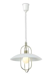 Inspired Lighting Inspireret Deco - Riva - Rise & Fall Dome Loft Vedhæng E27, Poleret Messing, Opal White Glass Shade