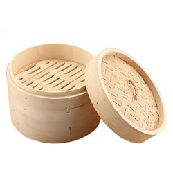 Lubi Bambus basket damper kinesisk dim sum ris noodle komfur sæt 6