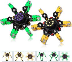 AIR Finger hånd spinner legetøj med transformerbar kæde mekanisk spiral twister (gul-grøn)