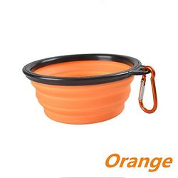 Ny silikone hund Feeder Skål med Karabiner Folding Cat Bowl Travel Hund Feeding Supplies Food Water Container Pet Tilbehør Orange S