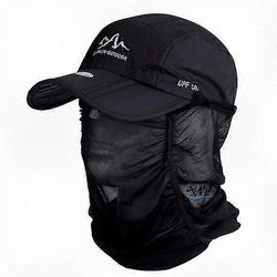 UV Sun Shield leveälierinen ulkoiluhattu irrotettavalla kaulasuojalla kalastukseen musta