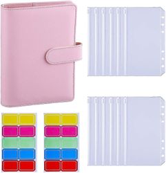 12pcs A6 Binder Lommer Loose Leaf Tasker 6 Ring Binder Cash Budget Konvolutter System, A6 Pu Pink