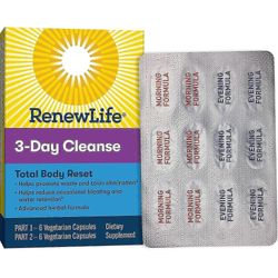 Renew Life Adult Total Body Reset Cleanse, 3 päivän ohjelma, kapselit, 12 ea