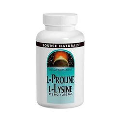 Source Naturals Lähde Naturals L-Proline/L-Lysiini, 275 mg, 60 kieleke (pakkaus 1)