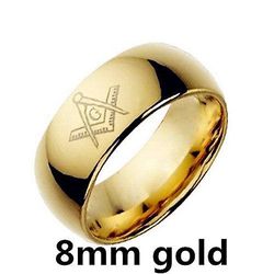Bricks Masons Le baiser firkantet og kompas glatte runde ringe 8mm guld 10