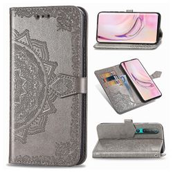 Etui til Xiaomi Mi 10 5g Cover Læder Tegnebog Cover Præget Mandala Magnetisk Flip Protection Stødsikker - Grå