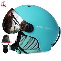 Moon Skiløb Hjelm Integreret støbt Pc + eps Høj kvalitet Beskyttelsesbriller Ski Hjelm Udendørs Adult Sport Ski Snowboard Skateboard Hjelme sort L(...
