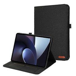 Yhteensopiva Oppo Pad Neo Cloth Texture Leather Case Tablet Stand -kansi korttipidikkeellä Musta