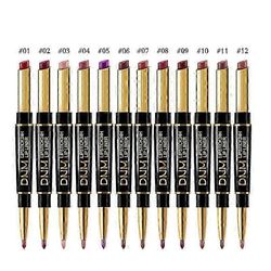 2 In 1 Mate Lipstick Lip Liner Double Head Waterproof Lasting Make-up Lip Pencil 3kpl väri09