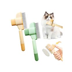 Fellblitz-harja, itsepuhdistuva lemmikkiharja lyhyiden hiusten hoitoon, kissan harja, vihreä