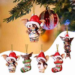 Lequeen Xmas Gremlins Santa Hat Socks Dog Honeycomb Ball Juletre Anheng Julebordpynt Barn Julegavejul 2023 B