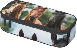 Kerota Animales hevoset penaali suuri kapasiteetti tytöille pojille painatus polyesteri koulun toimistokotelo26009 VÄRI One Size