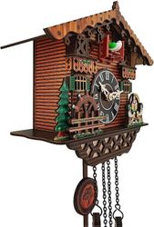 Schwarzwaldin antiikkikellotalo, metsäheiluri 3,5 kellotaulussa, perinteinen puinen käkikello tunnin välein Chalet Eurooppalaistyylinen retrokotise...