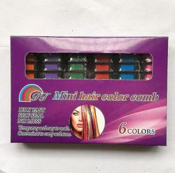 Mikasa Midlertidig Mini Engangs farveblyanter Hår Farve Farvning Mascara Dye Kridt Boks med Pensel (3box 6color)