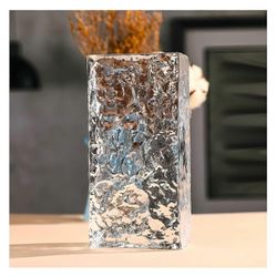 Läpinäkyvät lasitiilet - Jääkristallikuvioiset lasitiilet makuuhuoneen ja olohuoneen seinille, 1 kpl, 8x8 tuumaa