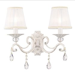 Maytoni Lighting Grace Væglyslampe Hvid med Guld & Krystal, 2 Lys, E14