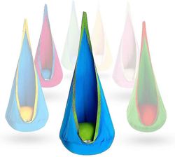 OUTREE Kids Pod Swing Seat 100% puuvillainen lasten riippumattotuoli sisä- ja ulkokäyttöön sininen