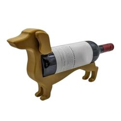 Mäyräkoiran viinipullon pidike Hauska henkilökohtainen koristeellinen viiniteline kodin sisustusaksentit Keltainen