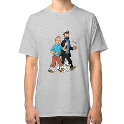 RockShark TinTin (Kuifje) - Kaptajn Haddock og Snowball T-shirt grå L