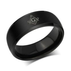 Bricks Masons Le baiser firkantet og kompas glat båndring Sort 10