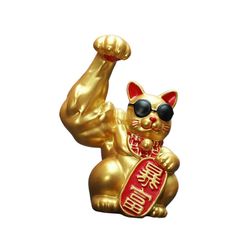 Lucky Cat Figurine Big Muscle Arm Resin Feng Shui -sisustus näyteikkunapöydälle Oikea käsivarsi Oikea käsi 6.5cmx9cm