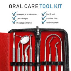 9-pack professionella tandverktyg, rostfritt stål tandhygien
