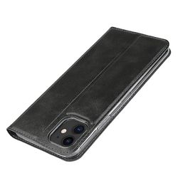 Iphone7 Plus / 8 Plus sort læder stødsikker telefontaske til kortsporet tegnebog