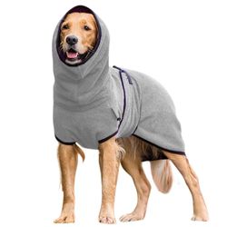 Liltop Pet Hund Tøj Badekåbe Towelling Tørring Coat Hvalp Varmere Beklædning Grå 3XL