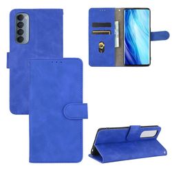 Etui til Oppo Reno 4 Pro 4g Cover Premium Læder Med Kortholder Flip Folio Magnetisk Etui Coque - Sort Blå