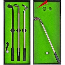 Golf Pen Sæt Mini Golf Club Ballpoint Kuglepenne Nyhed Kontor Desktop Spil Legetøj