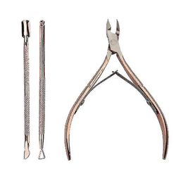 Hmwy-3pcs / boks Rose Gold rustfrit sæt søm værktøjer Dual Heads Dead Skin Cut Nipper Clipper|klipper Pushere