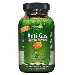 Irwin Naturals Anti-Gas -ruoansulatusentsyymit (virallisesti päivittäiset ruoansulatusentsyymit), 45 pehmeää kapselia (1 kpl pakkaus)